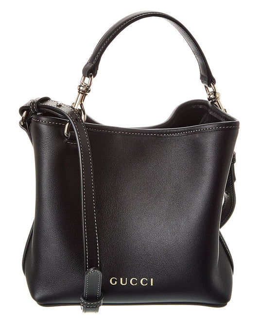 Gucci Gg Mini Emblem Leather Bucket Bag
