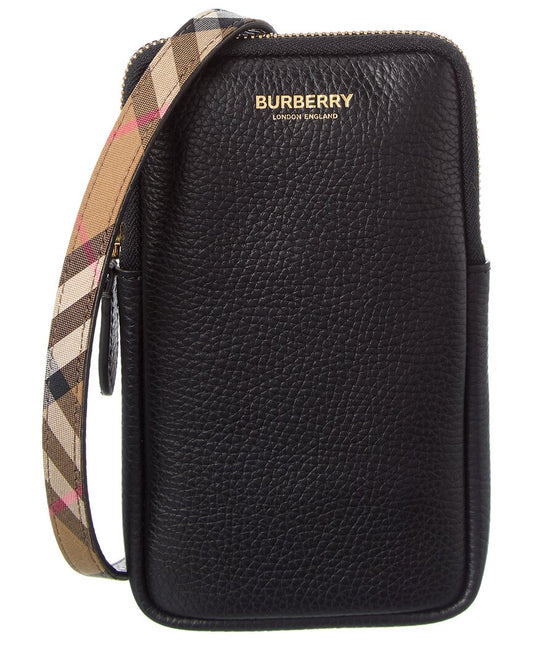 Burberry Logo Leather Phone Crossbody ONE SIZE Black