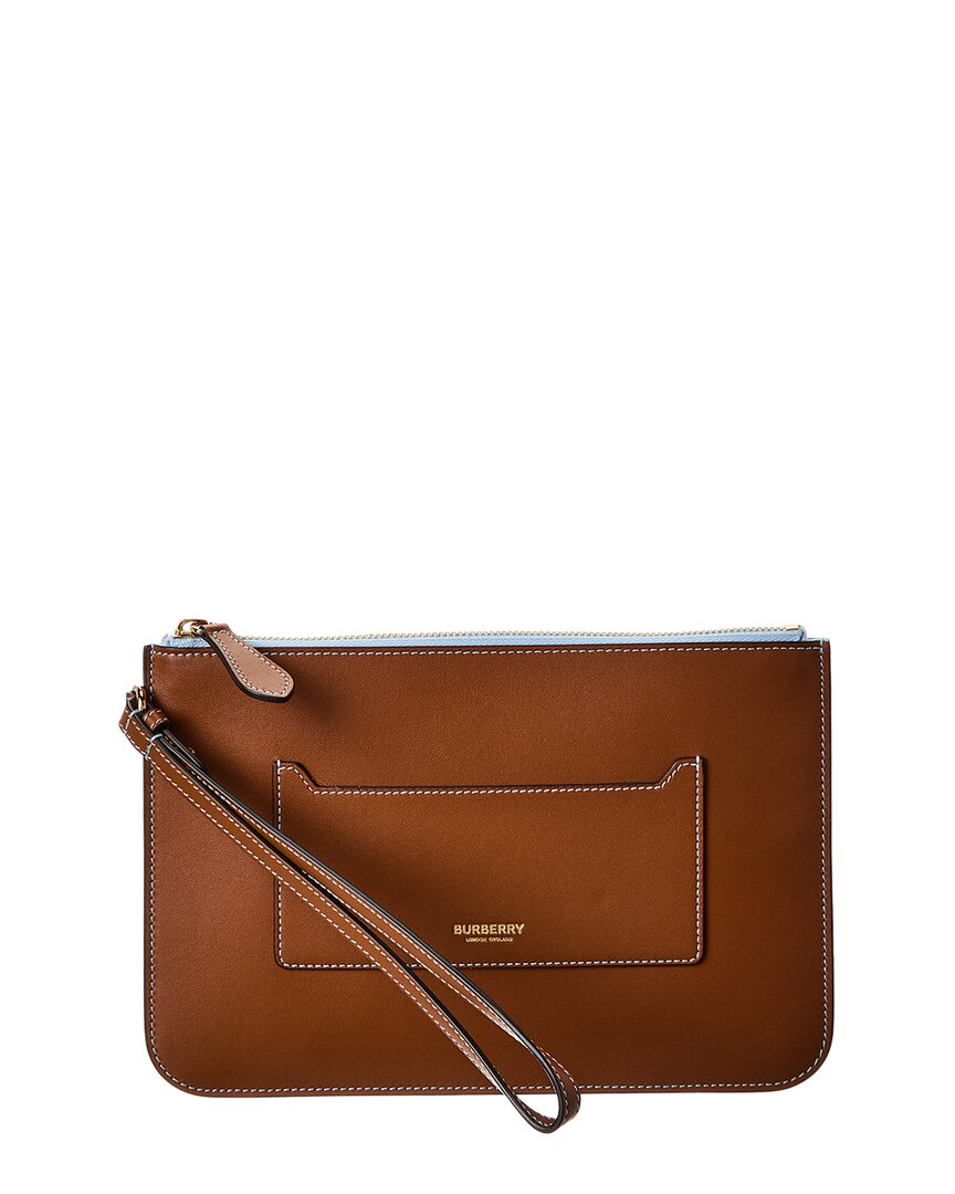 Burberry Leather Pouch ONE SIZE Brown Multi
