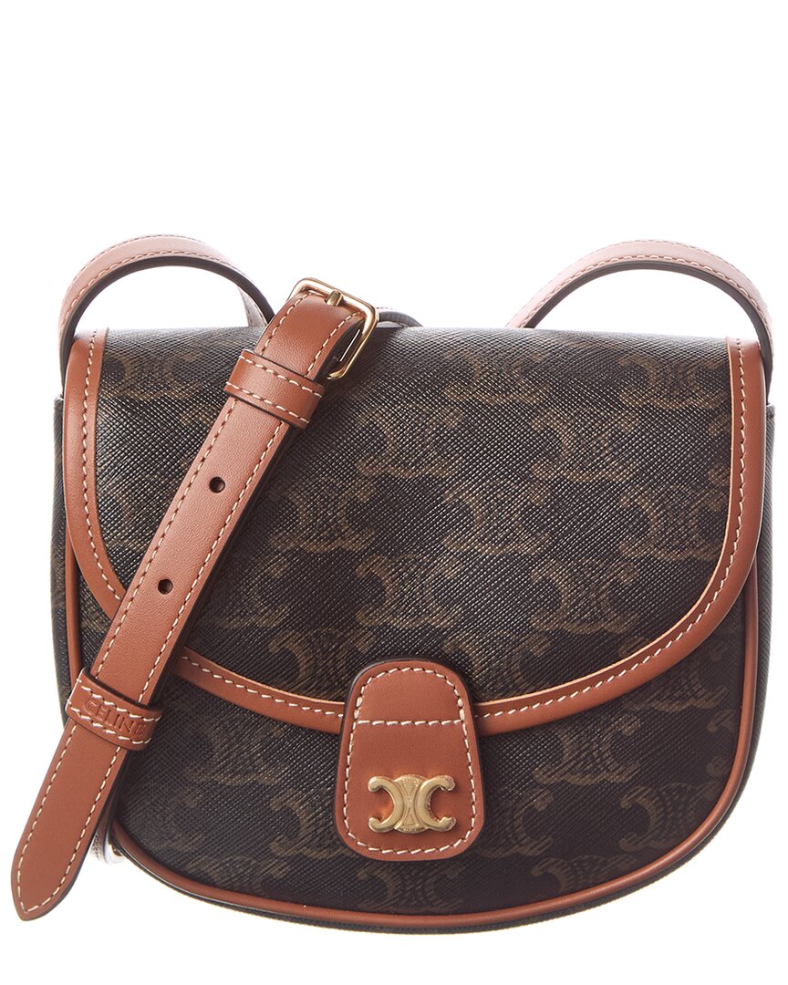 Celine Besace Mini Triomphe Coated Canvas & Leather Crossbody