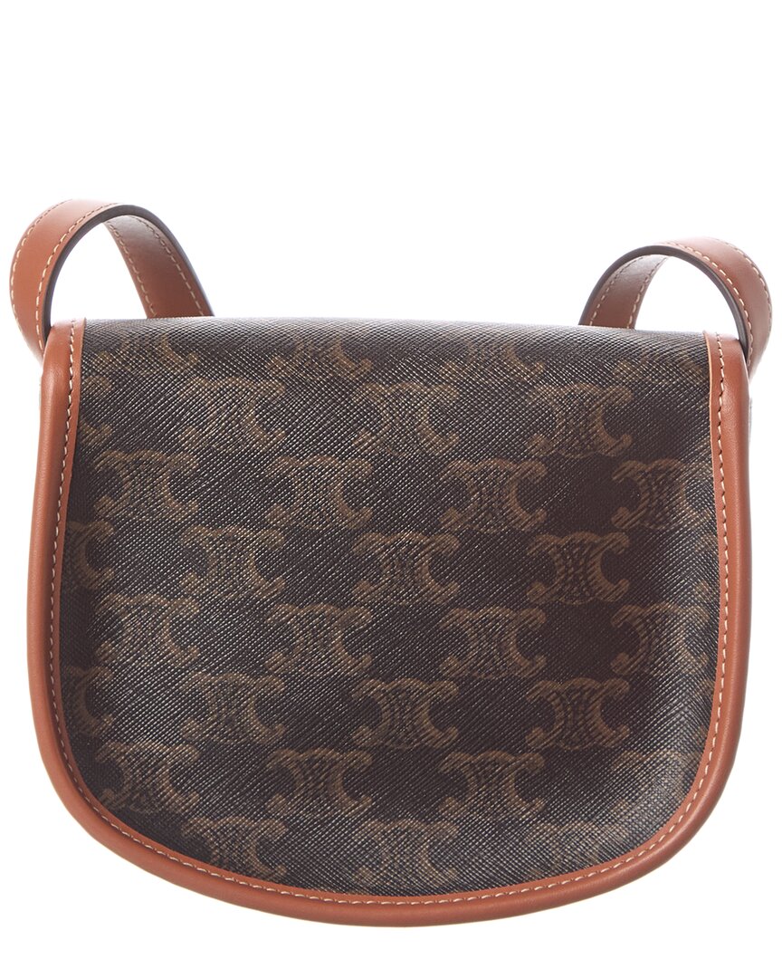Celine Besace Mini Triomphe Coated Canvas & Leather Crossbody