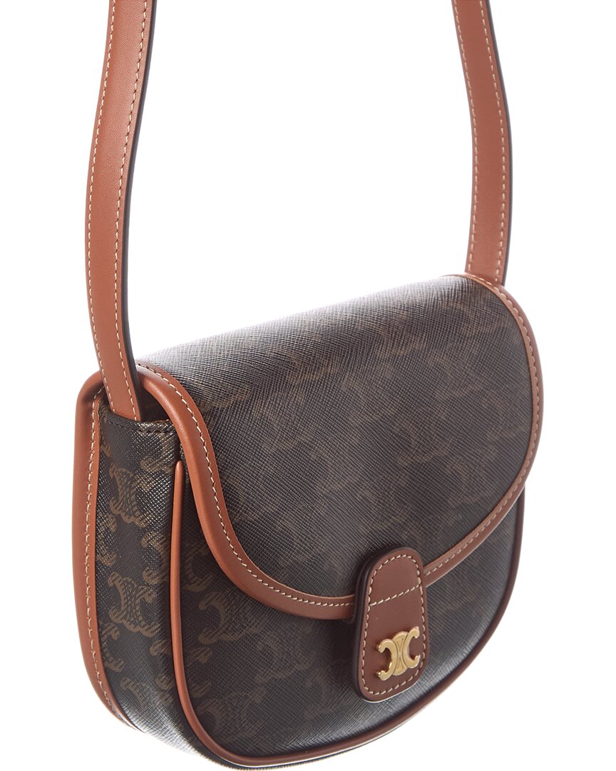 Celine Besace Mini Triomphe Coated Canvas & Leather Crossbody