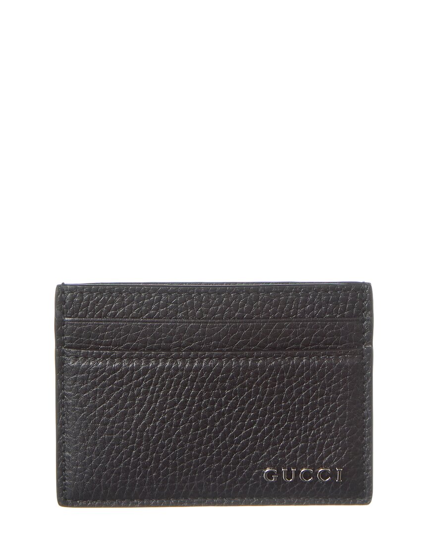 Gucci Logo Leather Card Case, Os, Black