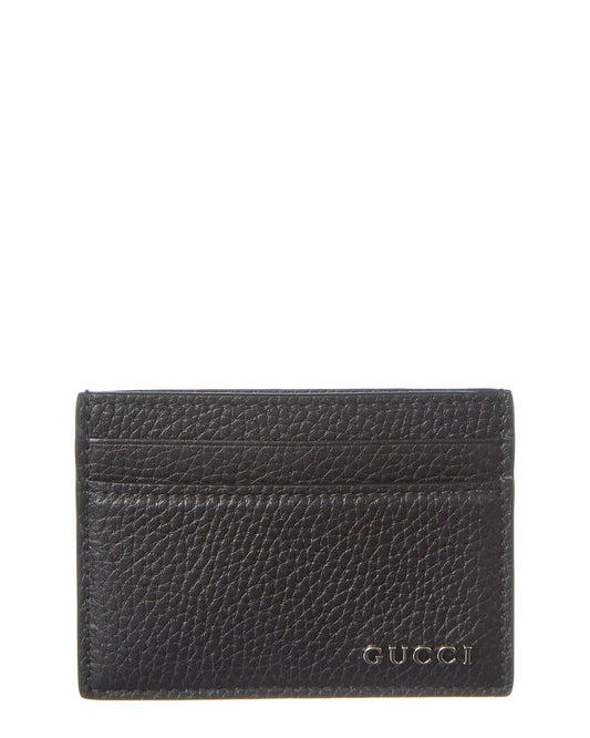 Gucci Logo Leather Card Case, Os, Black