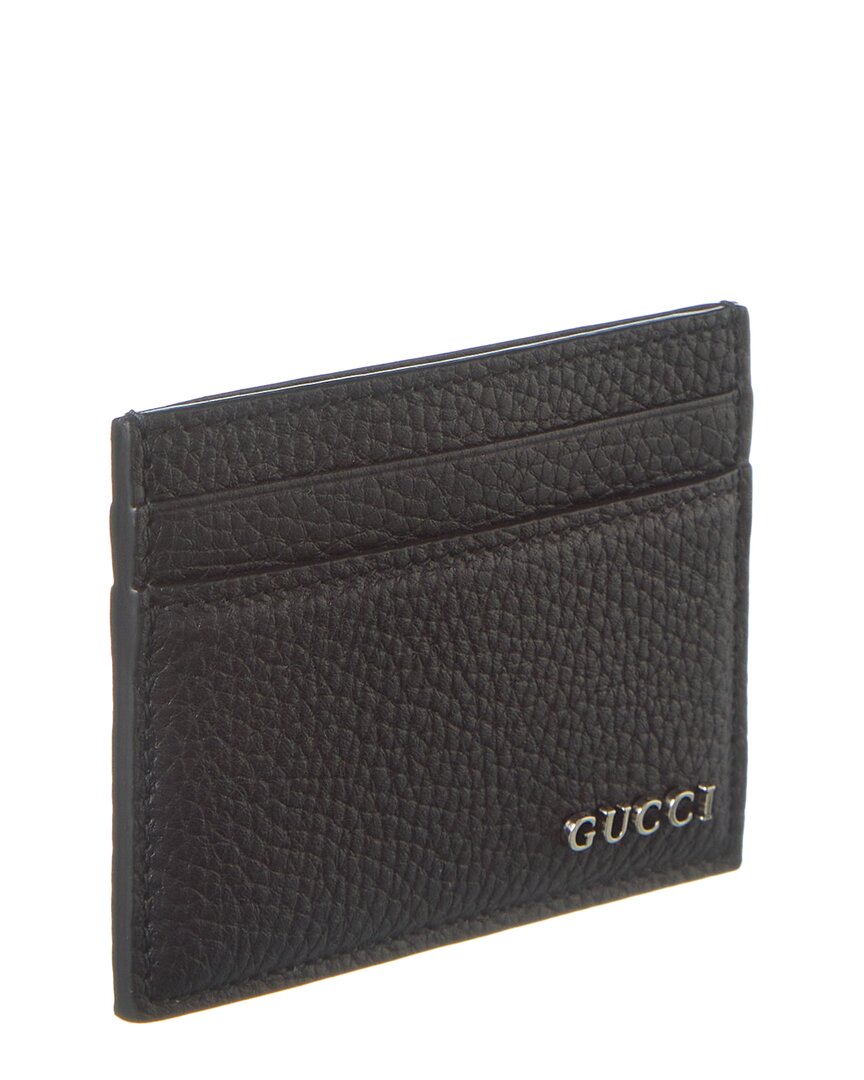 Gucci Logo Leather Card Case, Os, Black
