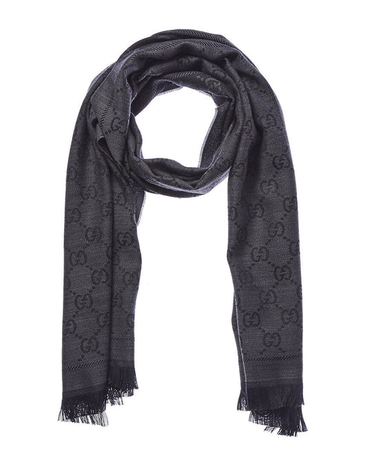 Gucci Gg Jacquard Pattern Wool Scarf