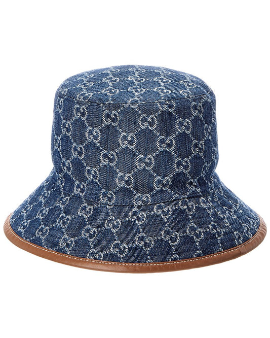 Gucci Gg Denim & Leather Bucket Hat