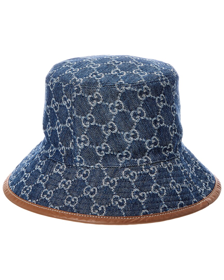 Gucci Gg Denim & Leather Bucket Hat