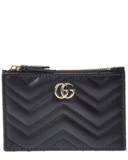 Gucci Gg Marmont Zip Leather Key Pouch