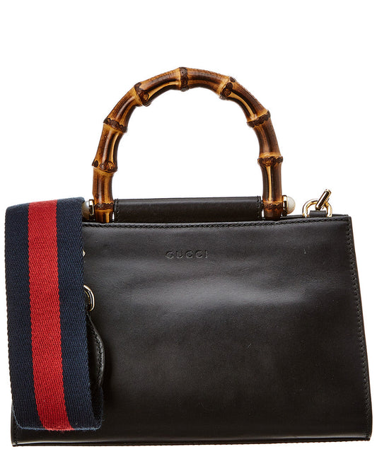 Gucci Black Leather Bamboo Nymphaea Bag ( ) ONE SIZE No Color