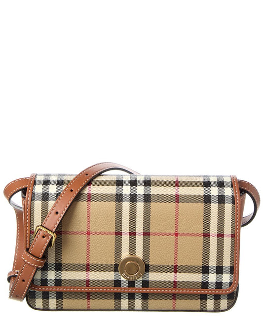 Burberry Check E-Canvas & Leather Crossbody ONE SIZE Brown Multi