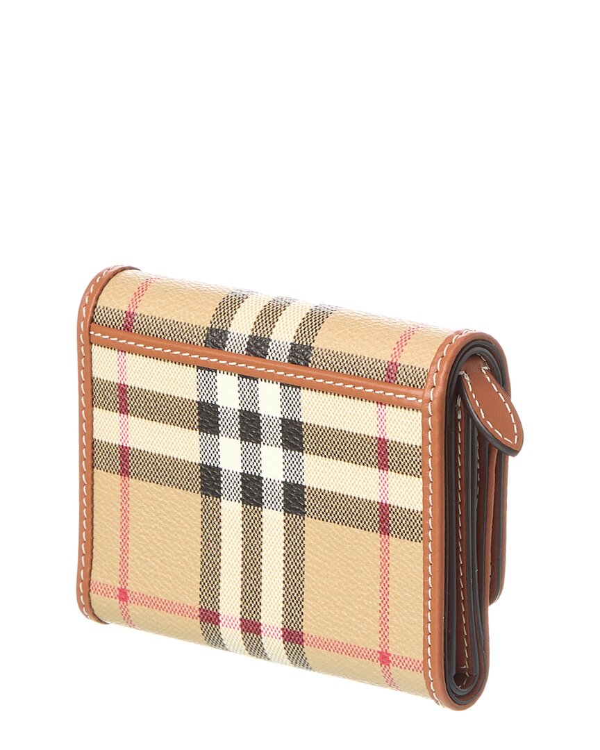 Burberry Check E-Canvas & Leather French Wallet