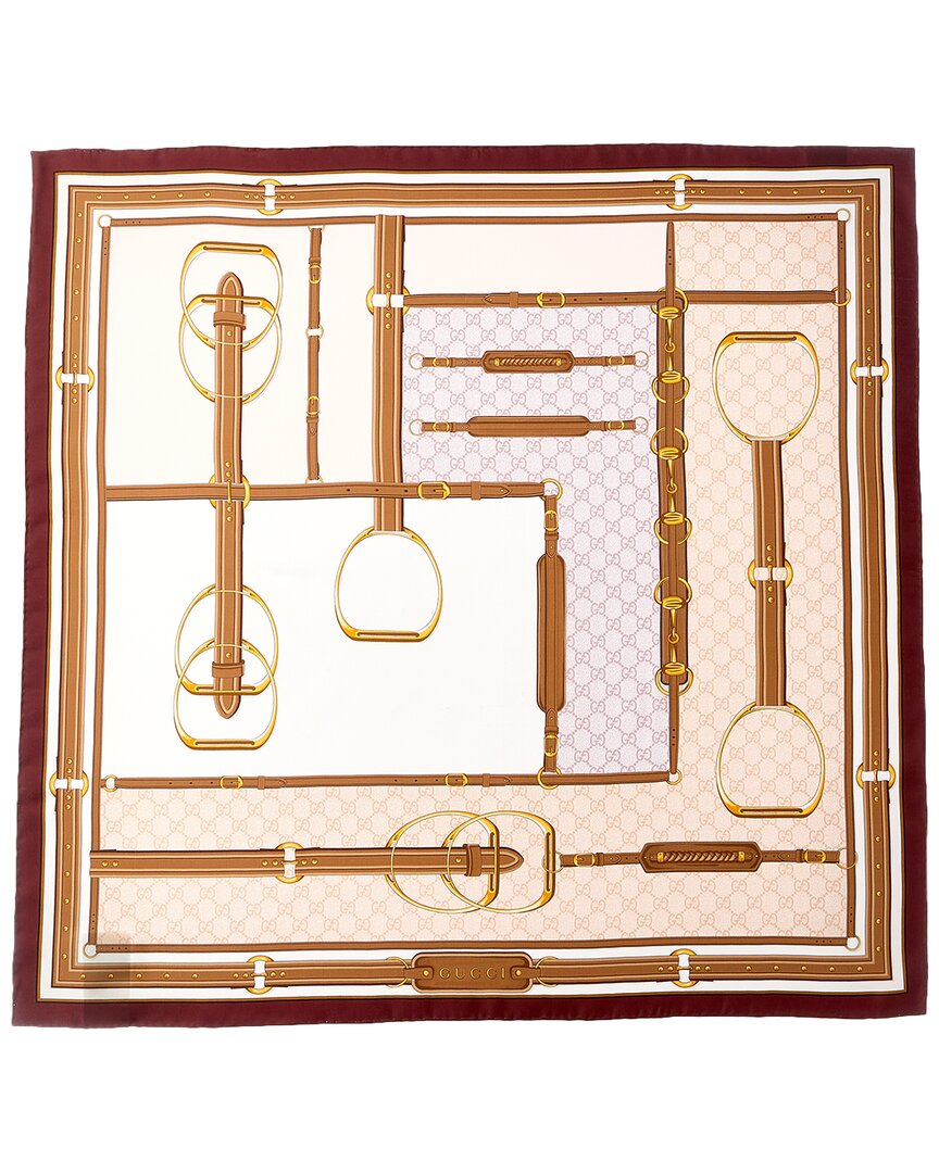 Gucci Horsebit & Gg Print Silk Scarf