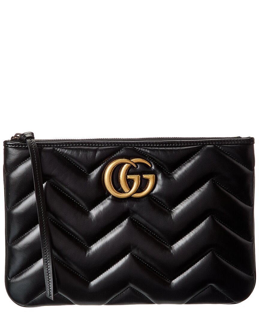 Gucci Gg Marmont Leather Clutch ONE SIZE Black