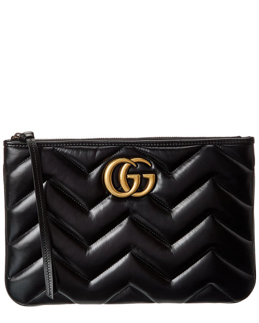 Gucci Gg Marmont Leather Clutch ONE SIZE Black