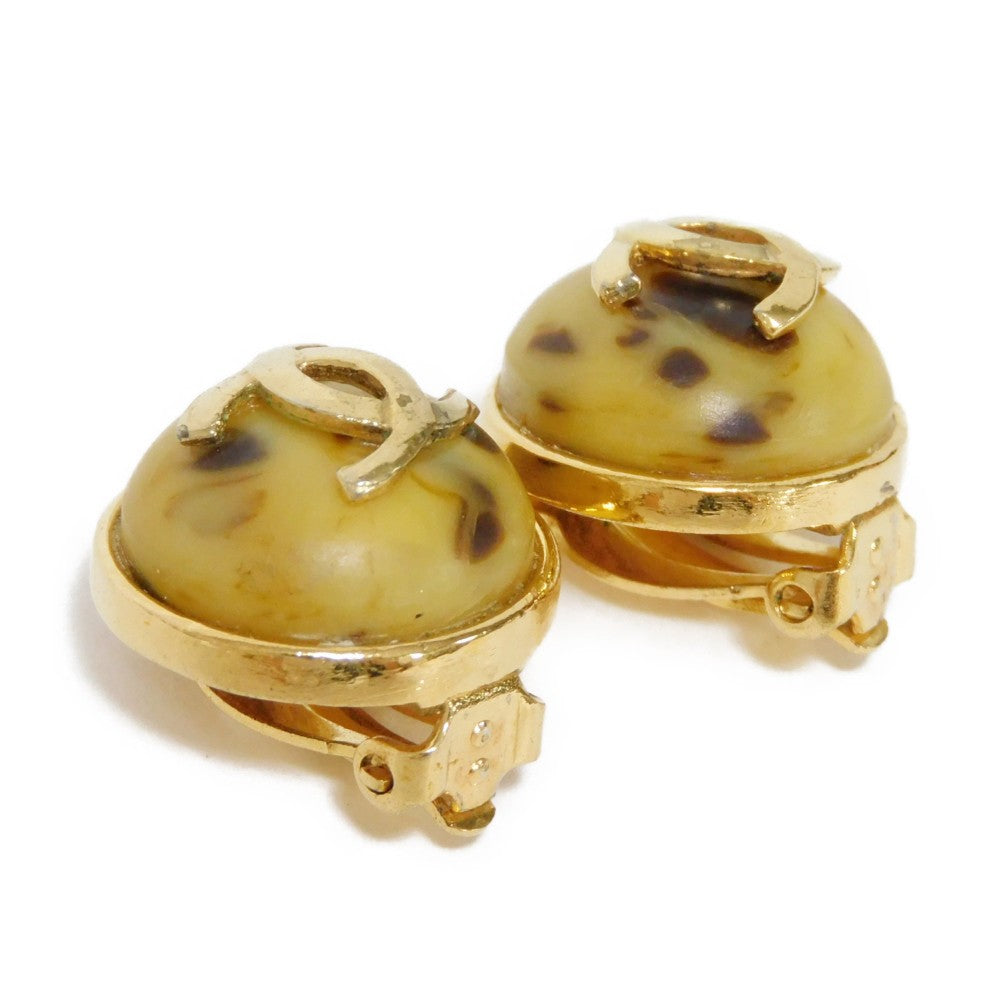 CHANEL Earring Colored stone Marble CC mark Round COCO Mark