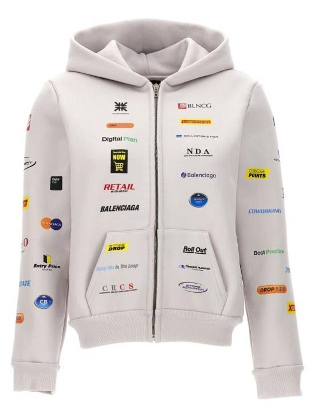 Luxury Balenciaga  Business English Zip-Up Hoodie Offwhite