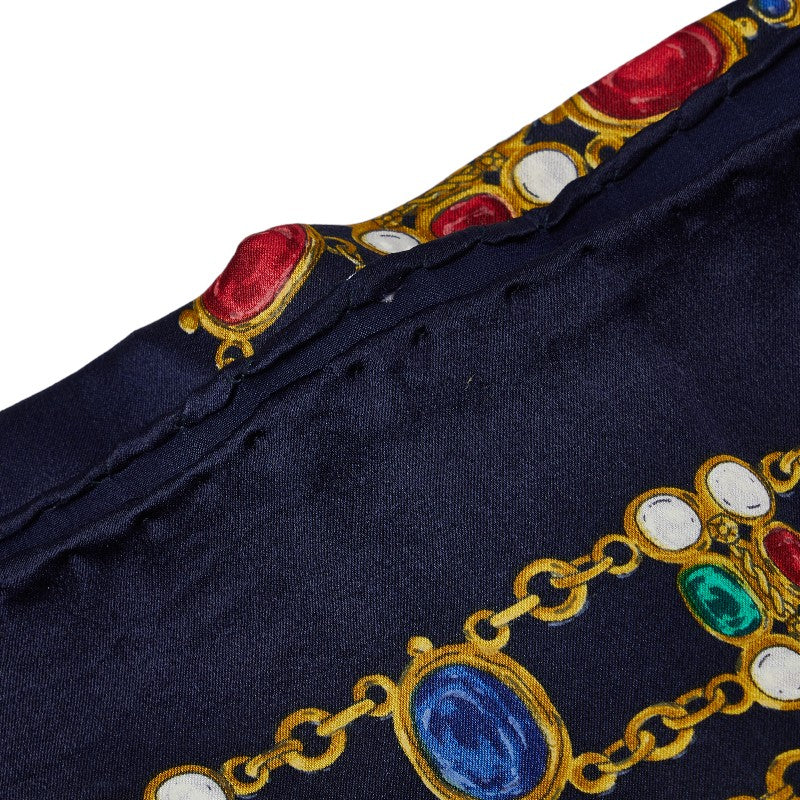 Chanel Chain Color tone Scarf Navi Gold Multicolor Silk  Chanel (Chanel)