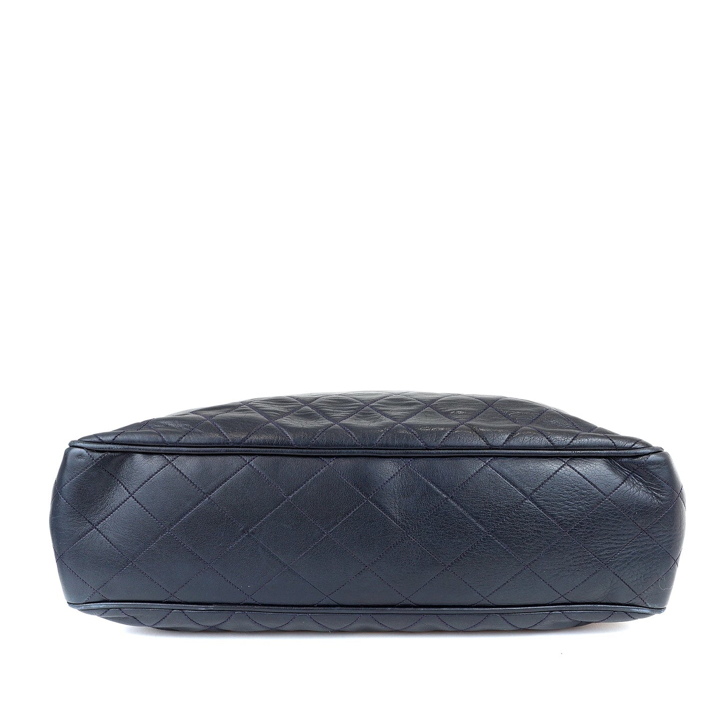 Chanel Vintage Navy Blue Lambskin Tote with Gold Hardware