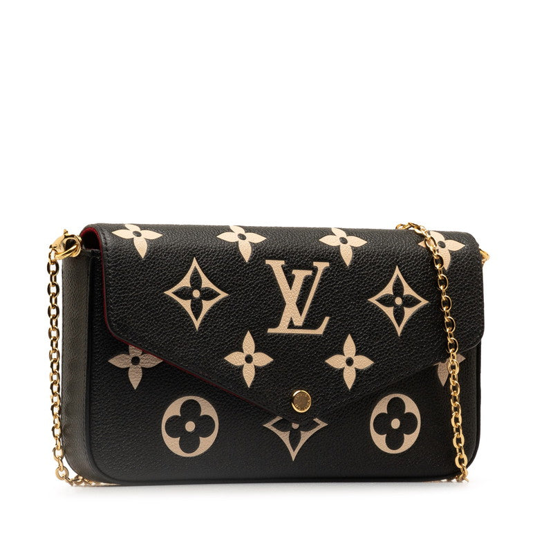 Louis Vuitton Monogram Implant Bi-Color Pochette Felice Chain S Wallet M82479 Black Beige  Leather  Louis Vuitton