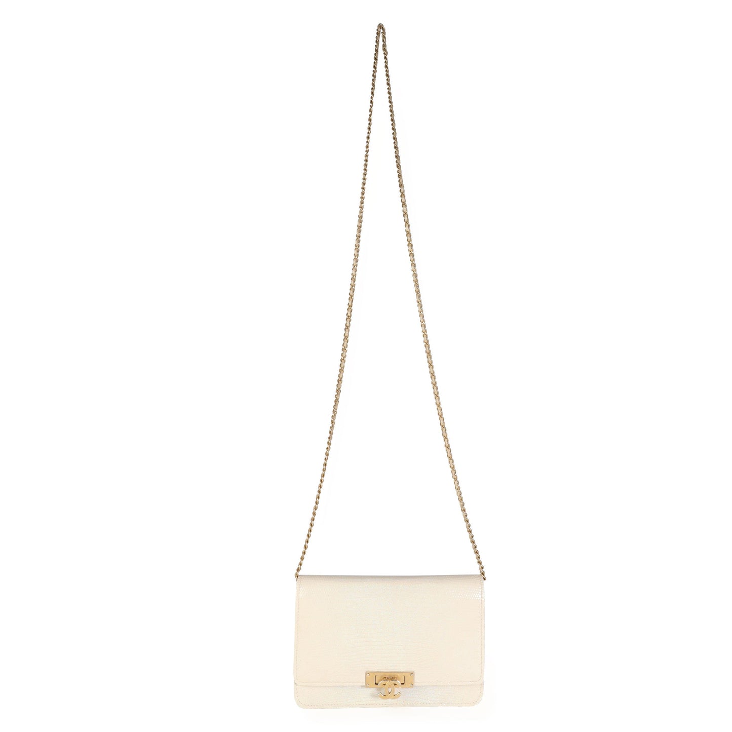 Top Quality Chanel Gold Metallic Lizard Golden Class Wallet on Chain