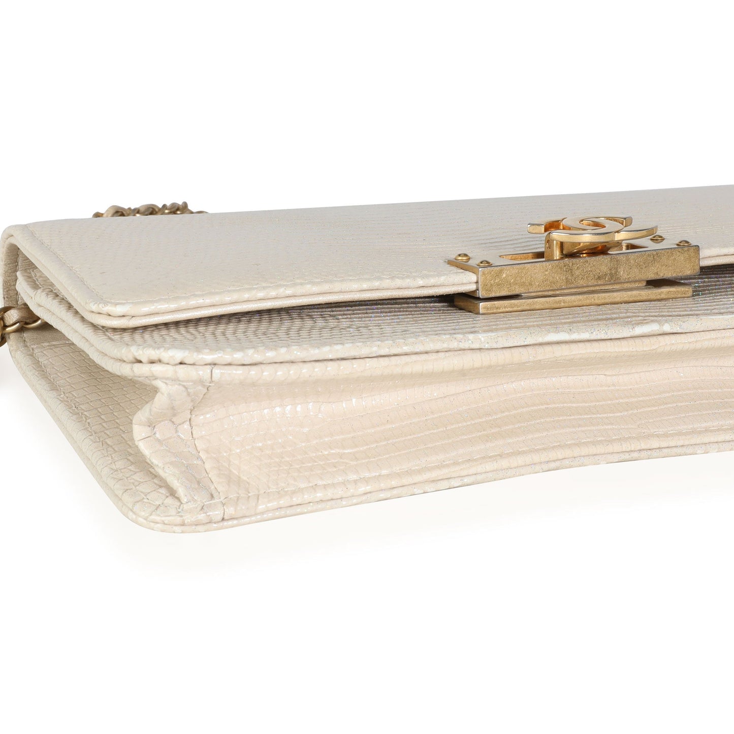 Top Quality Chanel Gold Metallic Lizard Golden Class Wallet on Chain