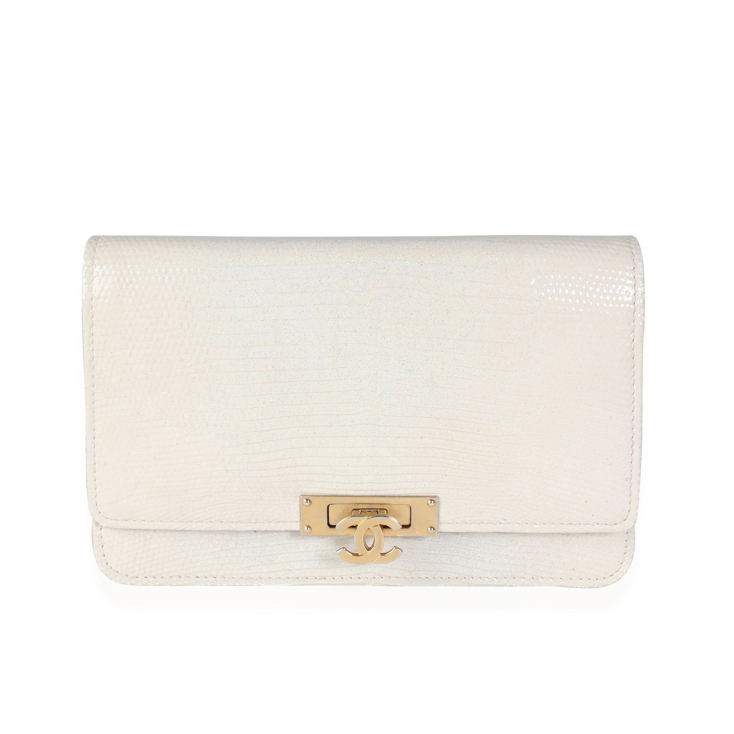 Top Quality Chanel Gold Metallic Lizard Golden Class Wallet on Chain