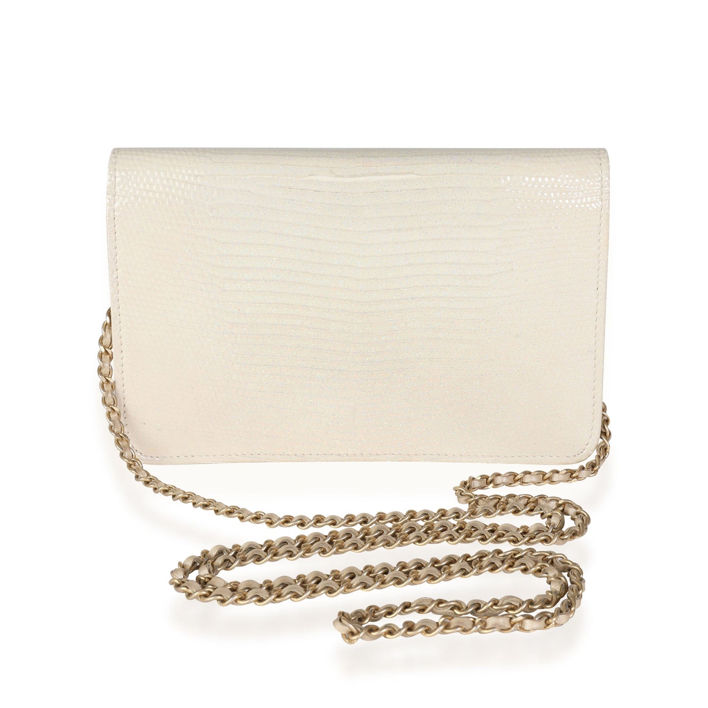 CHANEL Gold Metallic Lizard Golden Class Wallet on Chain