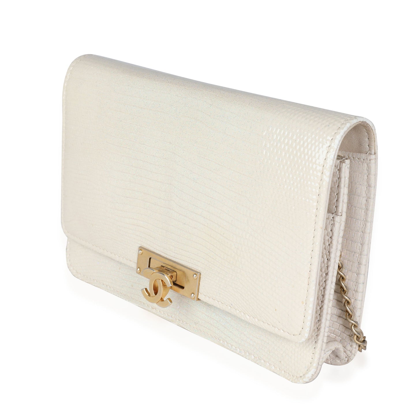 Top Quality Chanel Gold Metallic Lizard Golden Class Wallet on Chain