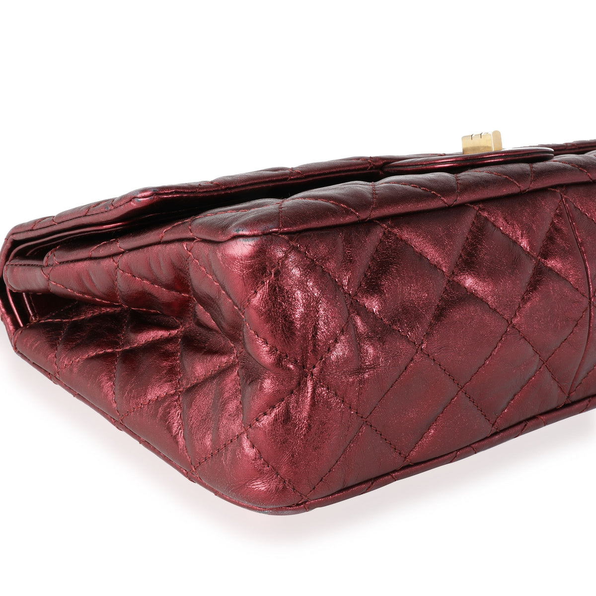 Top Quality Chanel Metallic Burgundy Quilted Calfskin Reissue 2.55 227 Double New Bag