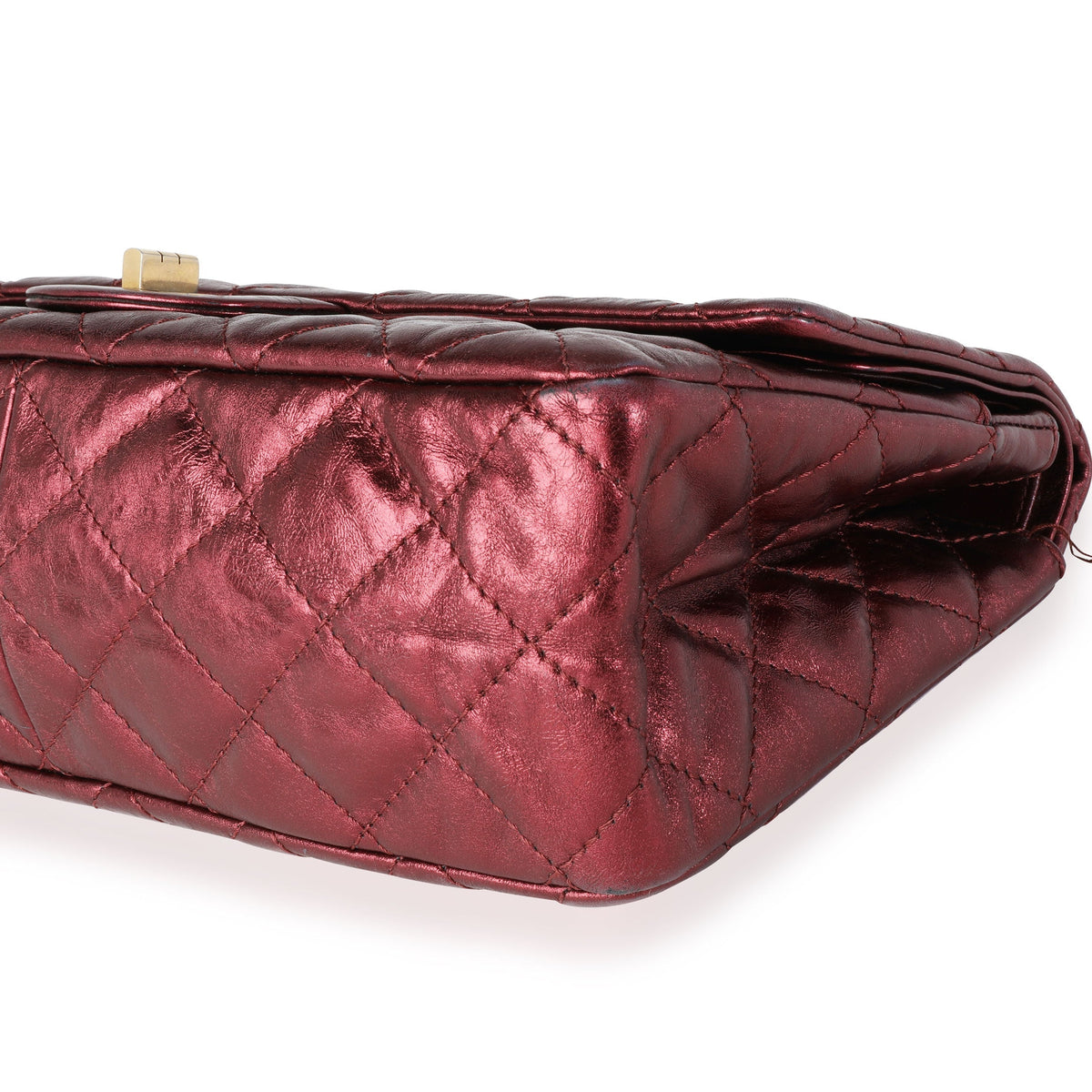 Top Quality Chanel Metallic Burgundy Quilted Calfskin Reissue 2.55 227 Double New Bag
