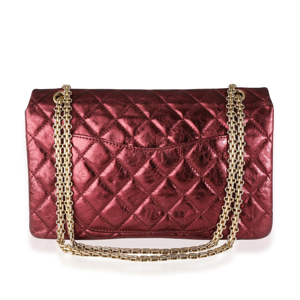 Top Quality Chanel Metallic Burgundy Quilted Calfskin Reissue 2.55 227 Double New Bag
