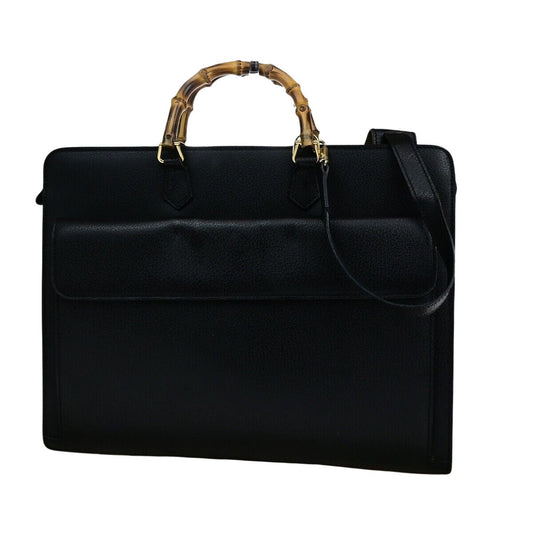 Gucci Bamboo Black Leather Briefcase Bag ()