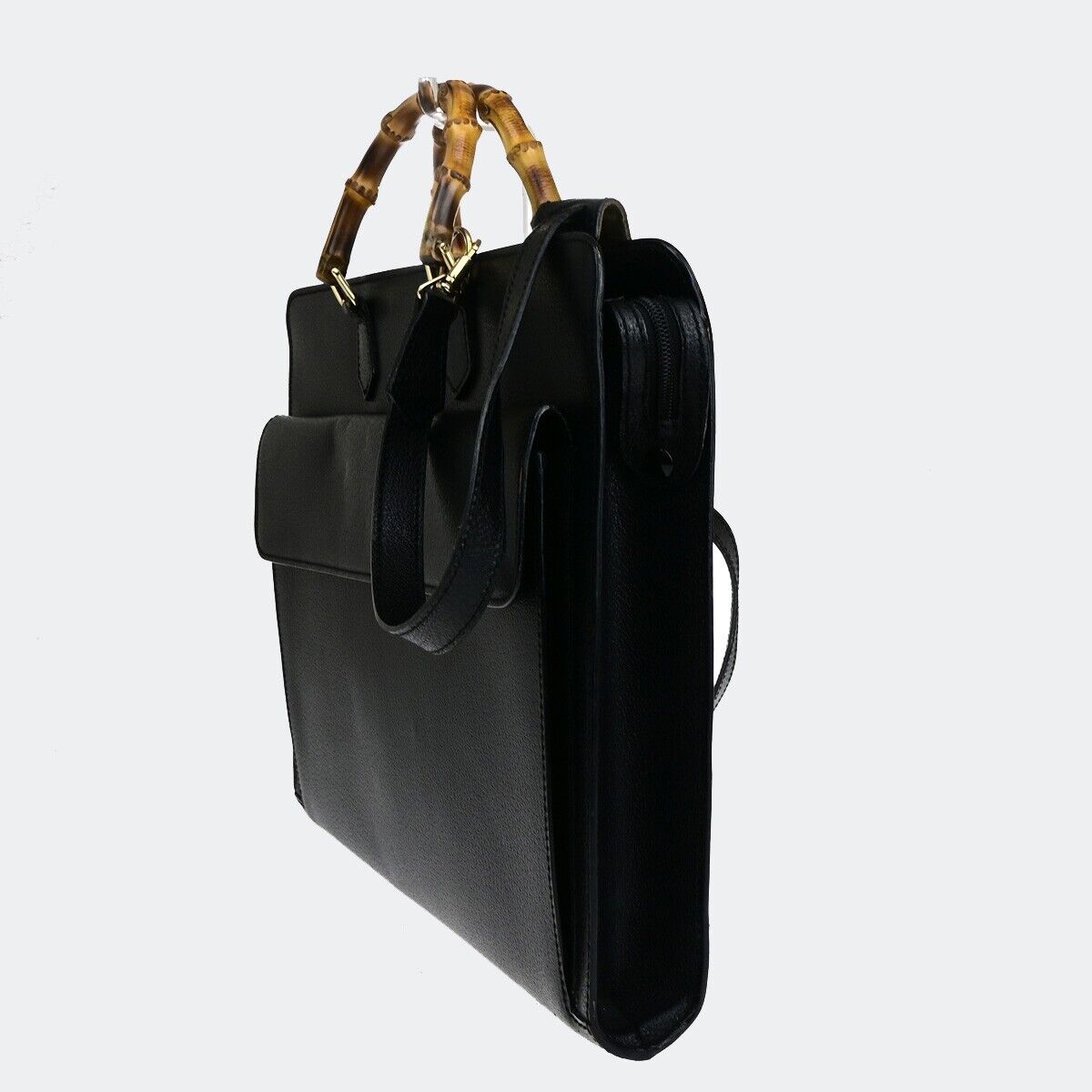 Gucci Bamboo Black Leather Briefcase Bag