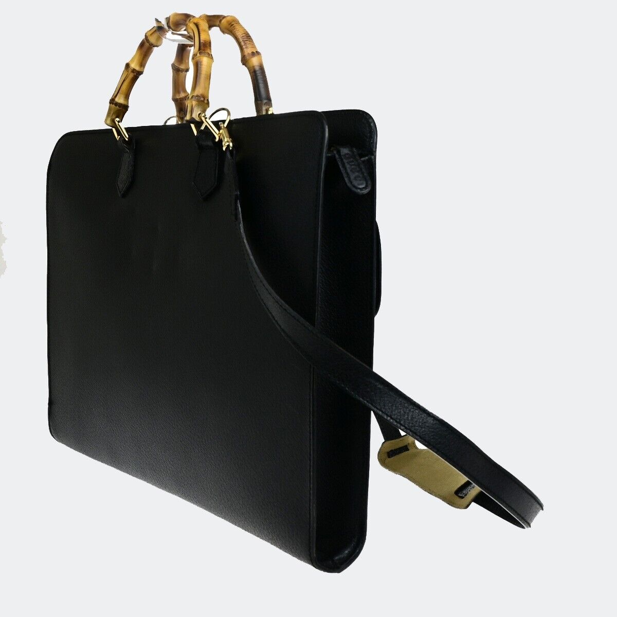 Gucci Bamboo Black Leather Briefcase Bag