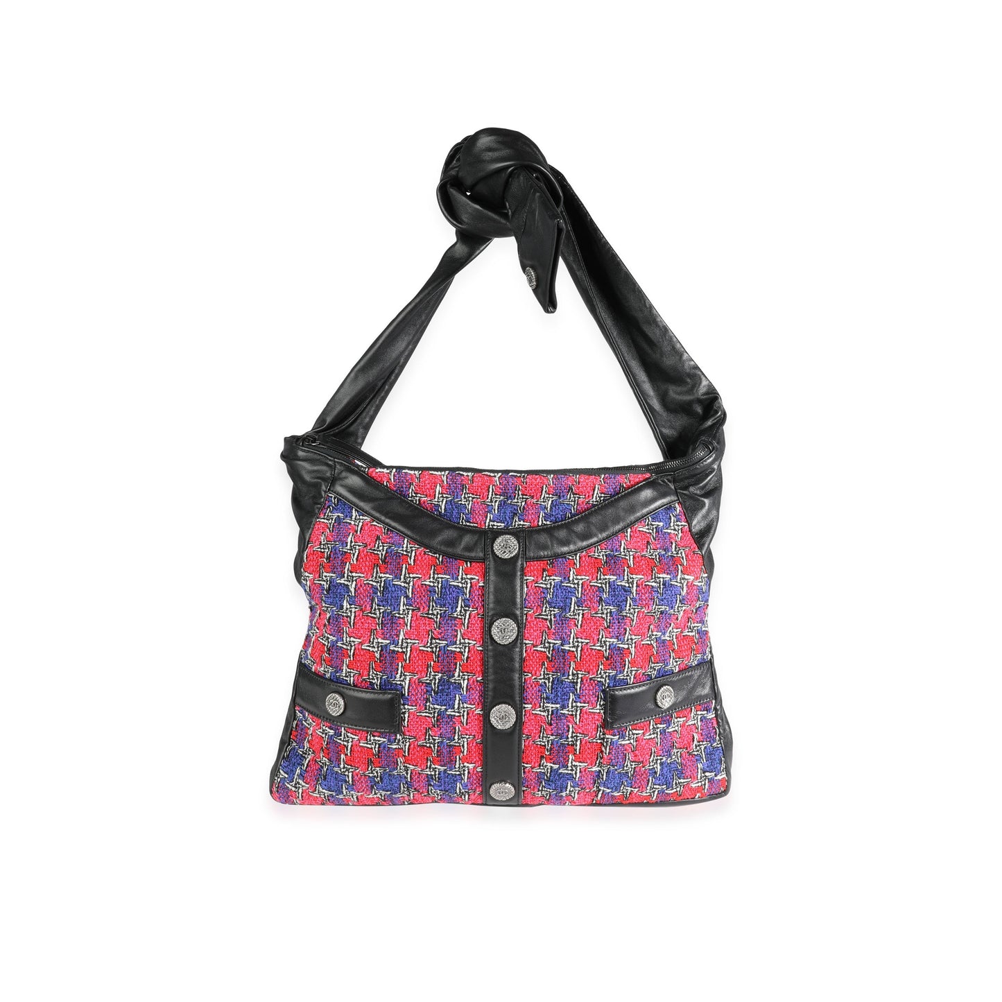 CHANEL Black Lambskin & Multicolor Tweed Girl Bag