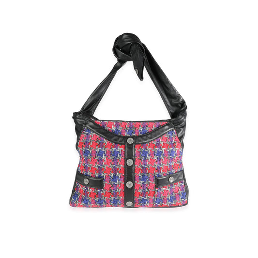 CHANEL Black Lambskin & Multicolor Tweed Girl Bag