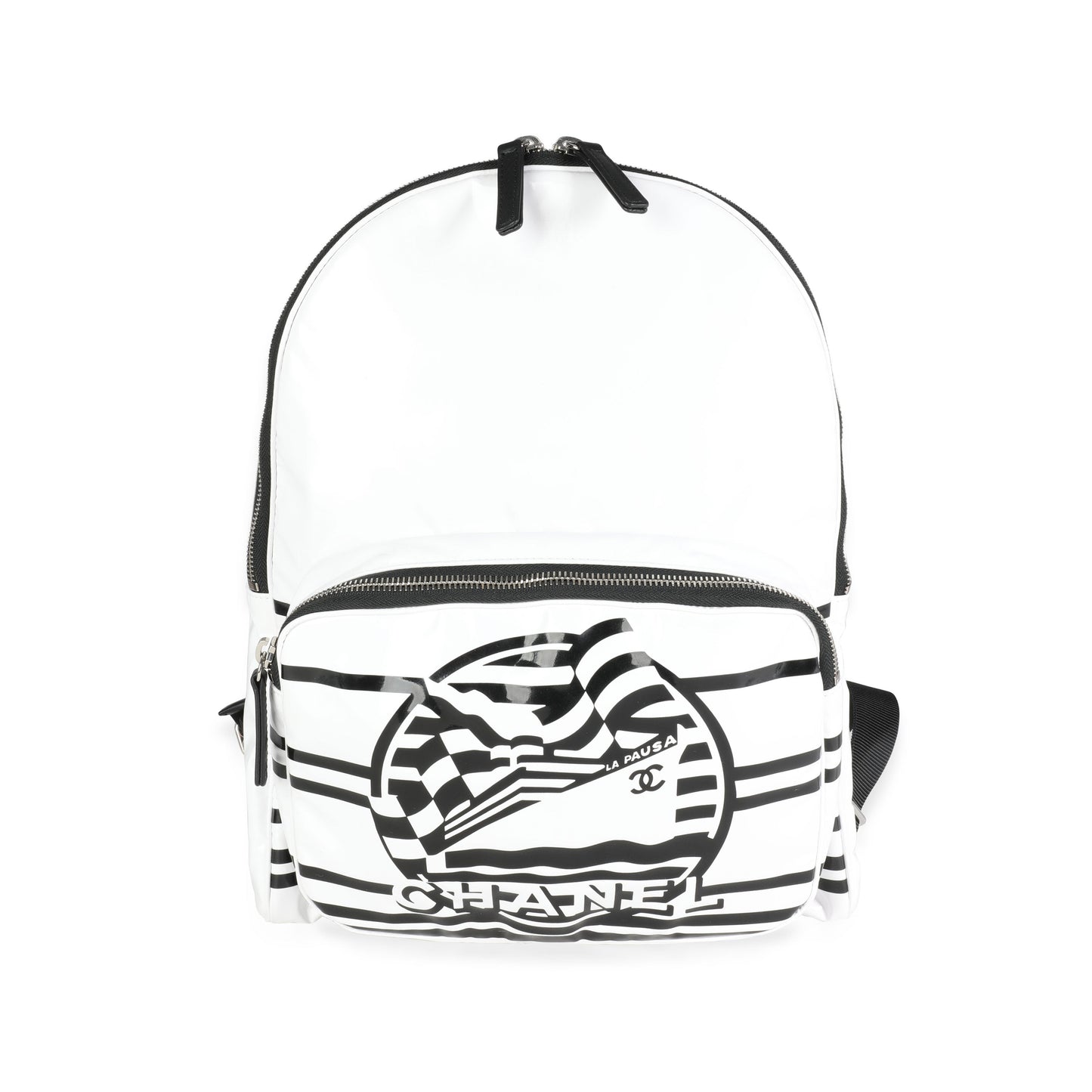 CHANEL White Vinyl La Pausa Backpack