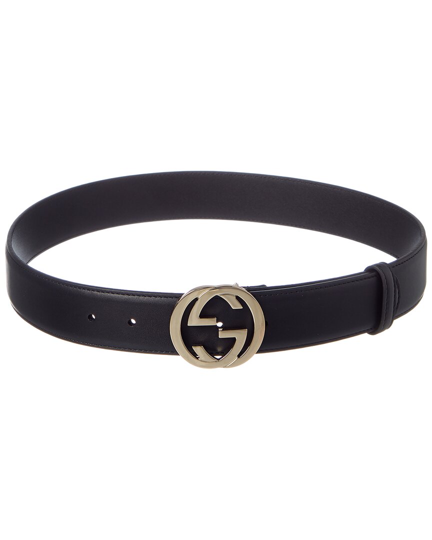 Gucci Interlocking G Leather Belt One Size Fits All Black