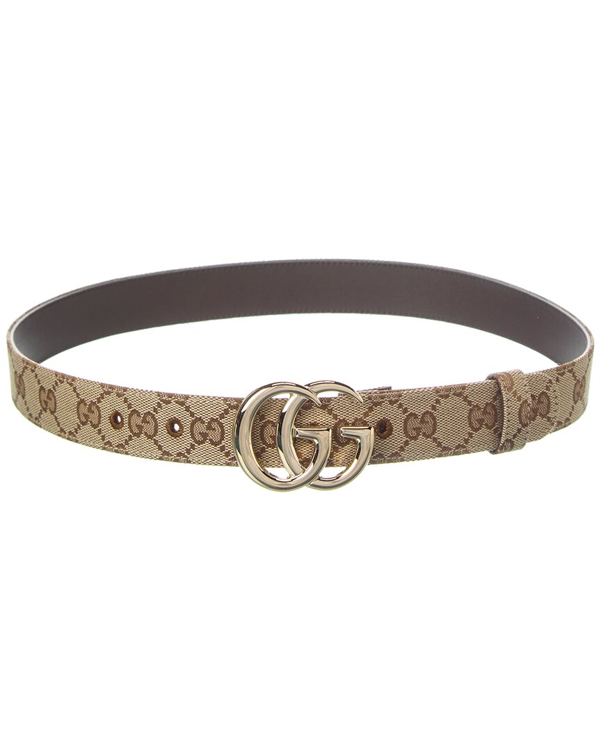 Gucci Marmont Gg Canvas & Leather Belt 70 cm Beige