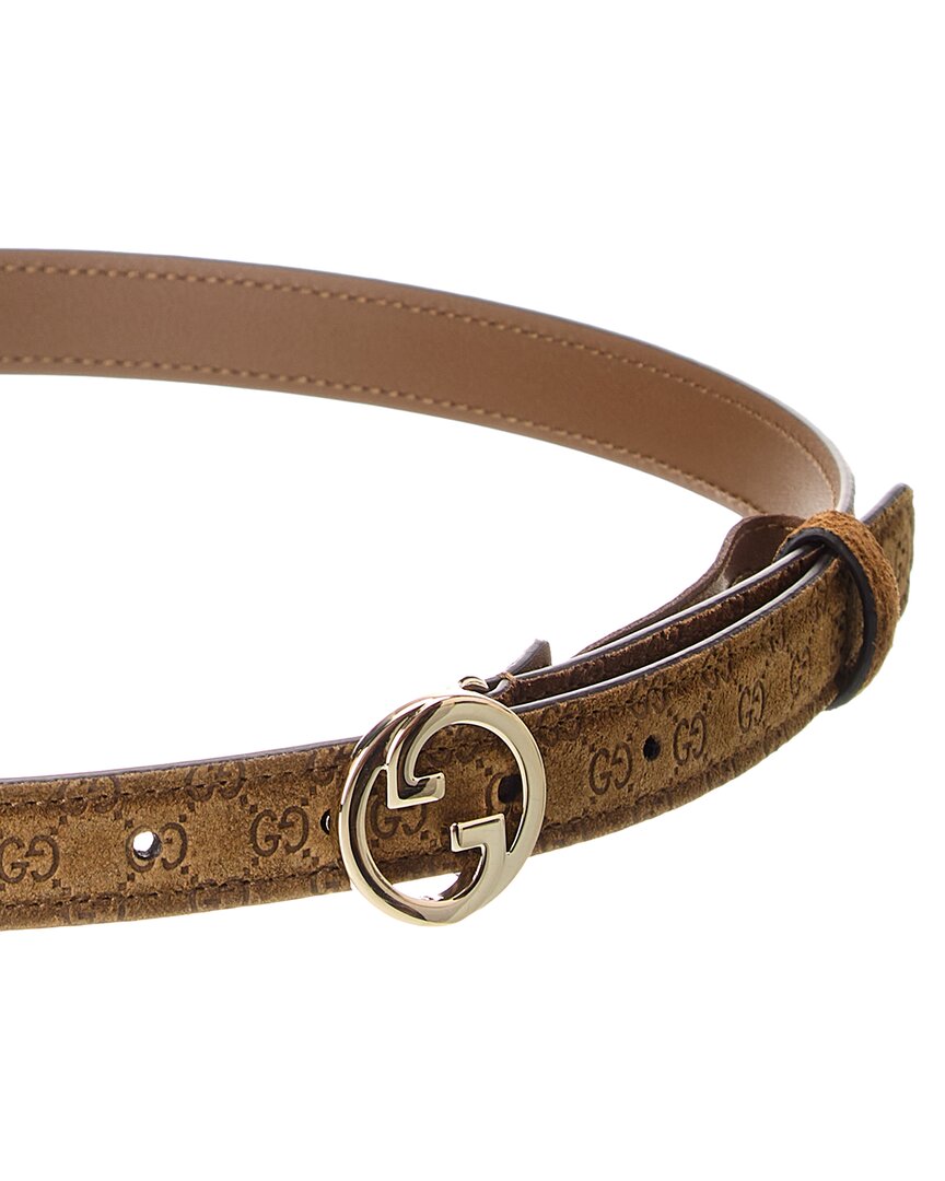 Gucci Blondie Thin Suede Belt, 70, Brown