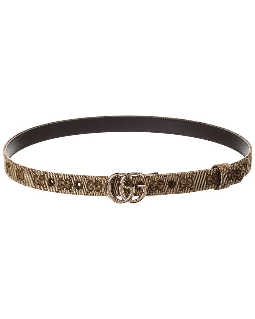 Gucci Gg Marmont Thin Gg Canvas Belt Beige