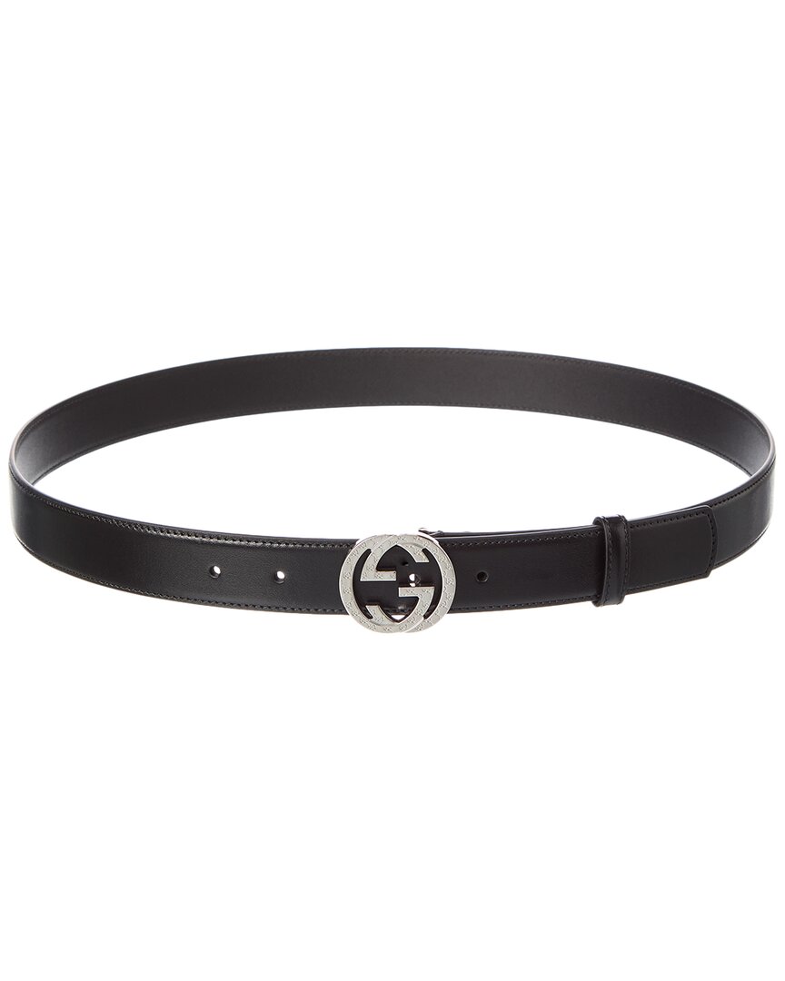 Gucci Interlocking G Leather Belt Black