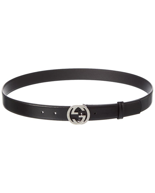 Gucci Interlocking G Leather Belt Black