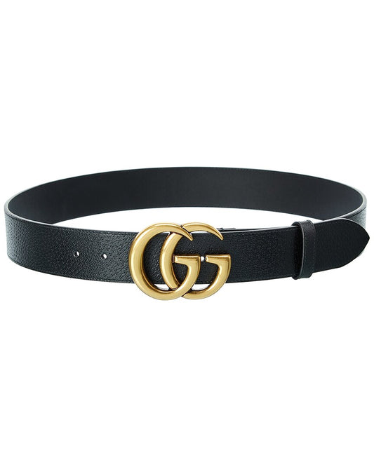 Gucci Double G Unisex Leather Belt Black