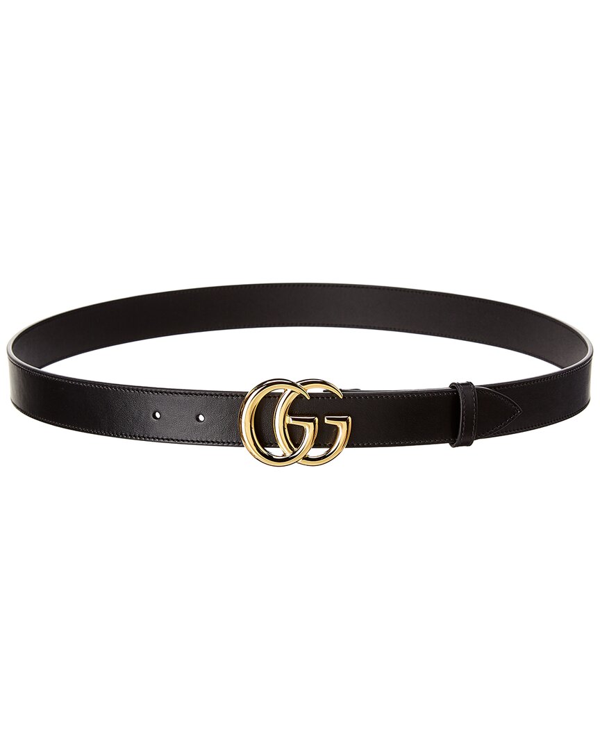 Gucci Double G Buckle Leather Belt Black