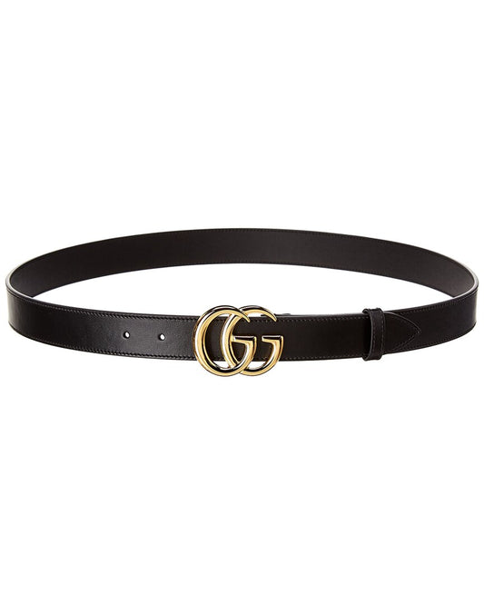 Gucci Double G Buckle Leather Belt Black