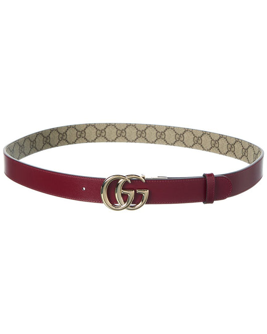 Gucci Gg Marmont Reversible Gg Supreme Canvas & Leather Belt