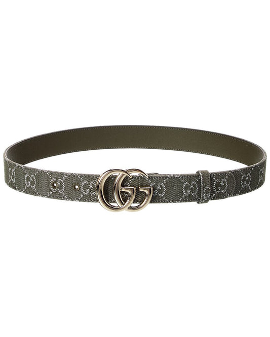 Gucci Gg Marmont Denim & Leather Belt