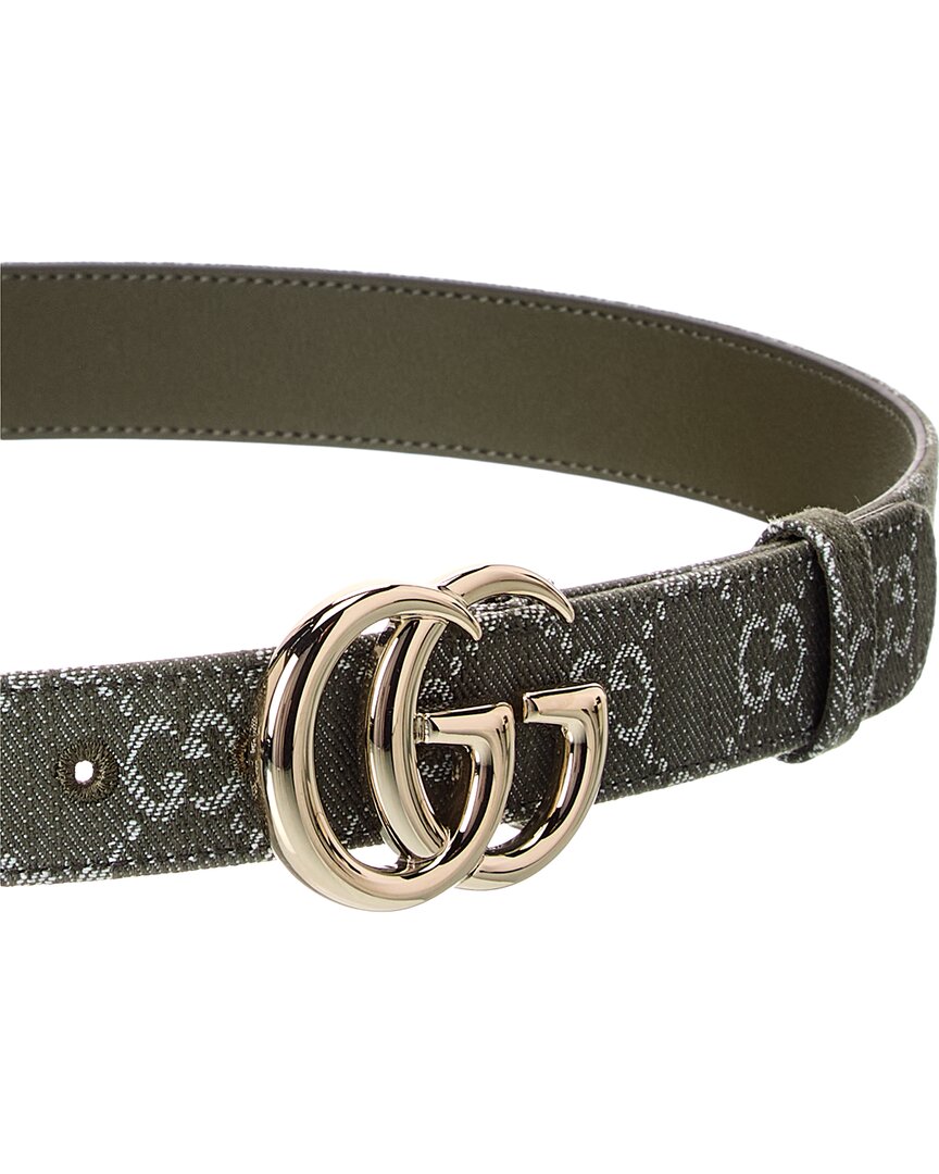 Gucci Gg Marmont Denim & Leather Belt